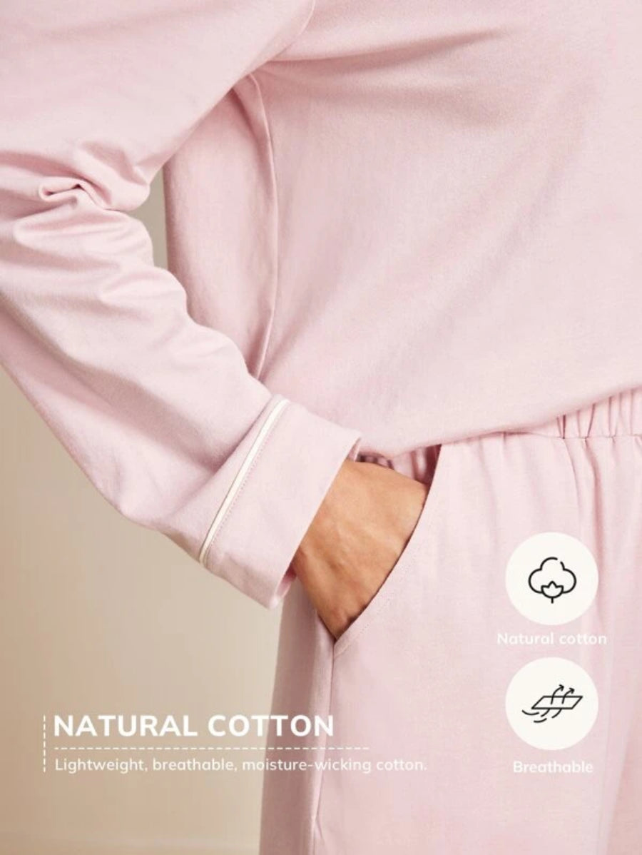 Pocket Contrast Binding Button Front Pant Sets-Soco Hoodie