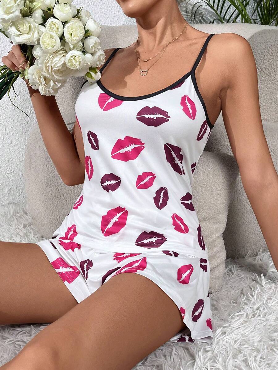 Printed Contrast Binding Sleeveless Set-Soco Hoodie