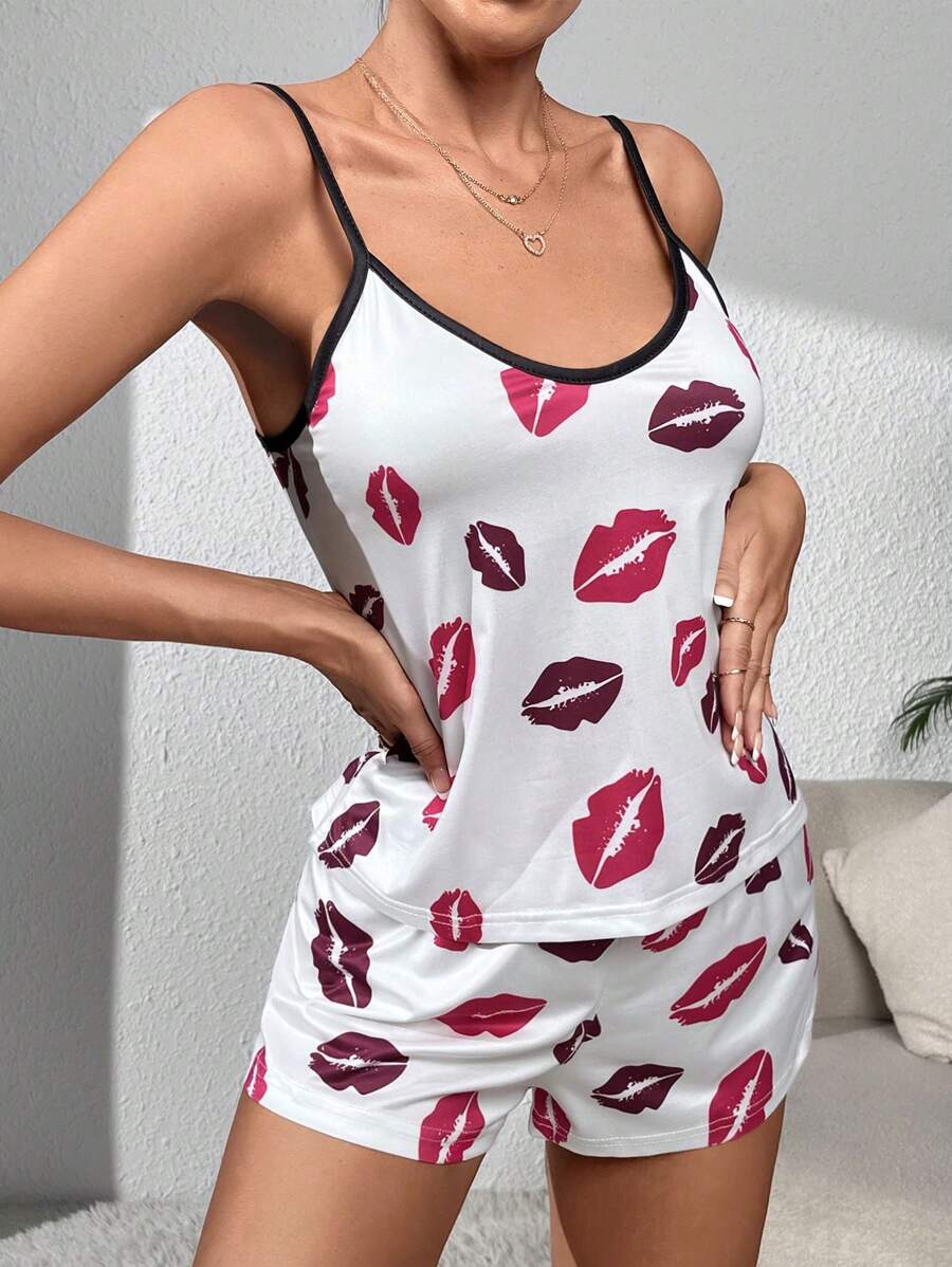 Printed Contrast Binding Sleeveless Set-Soco Hoodie