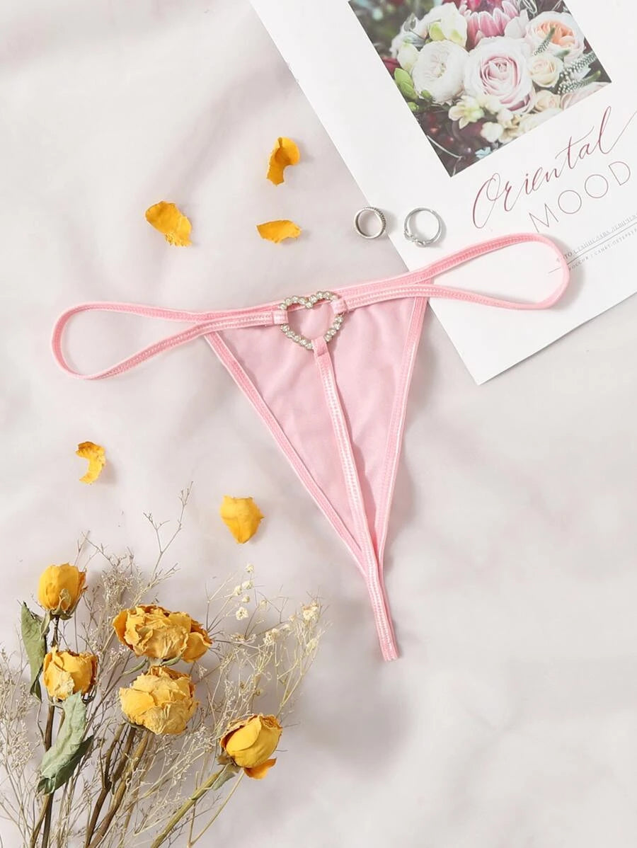 Rhinestone Ring Linked Thong-Soco Hoodie