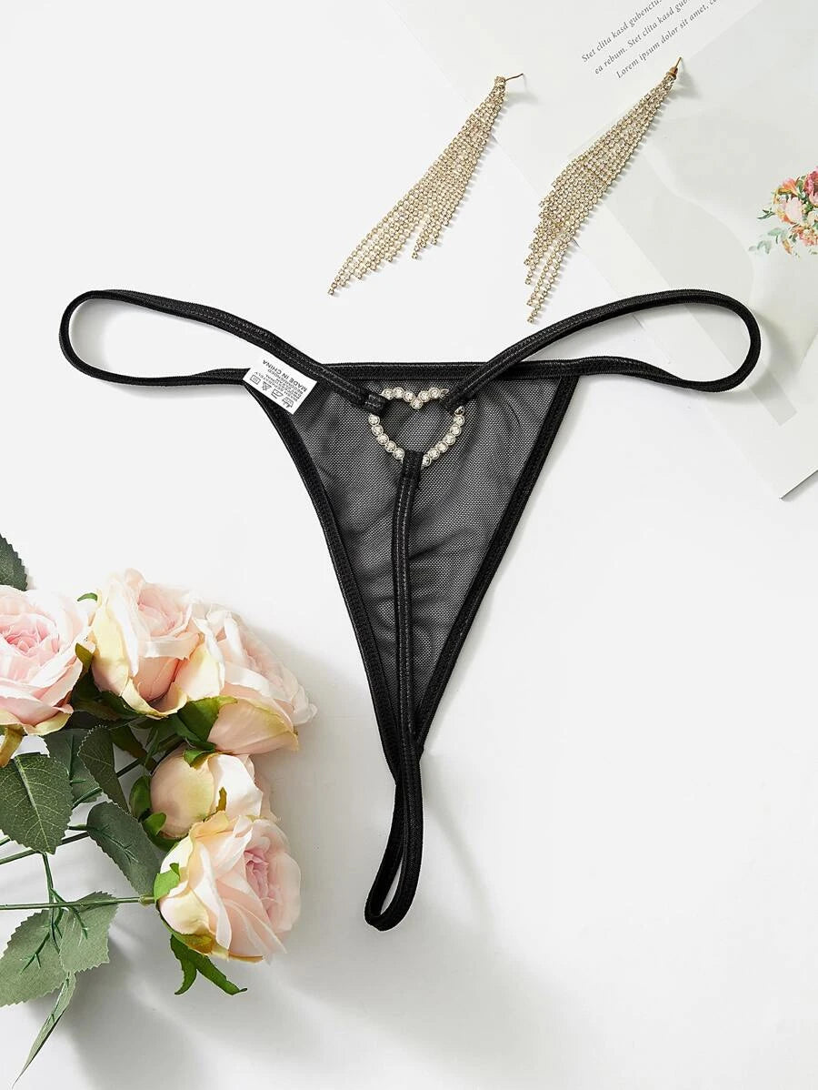 Rhinestone Ring Linked Thong-Soco Hoodie