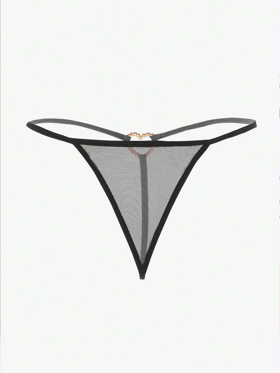 Rhinestone Ring Linked Thong-Soco Hoodie