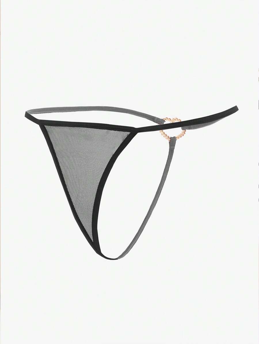 Rhinestone Ring Linked Thong-Soco Hoodie