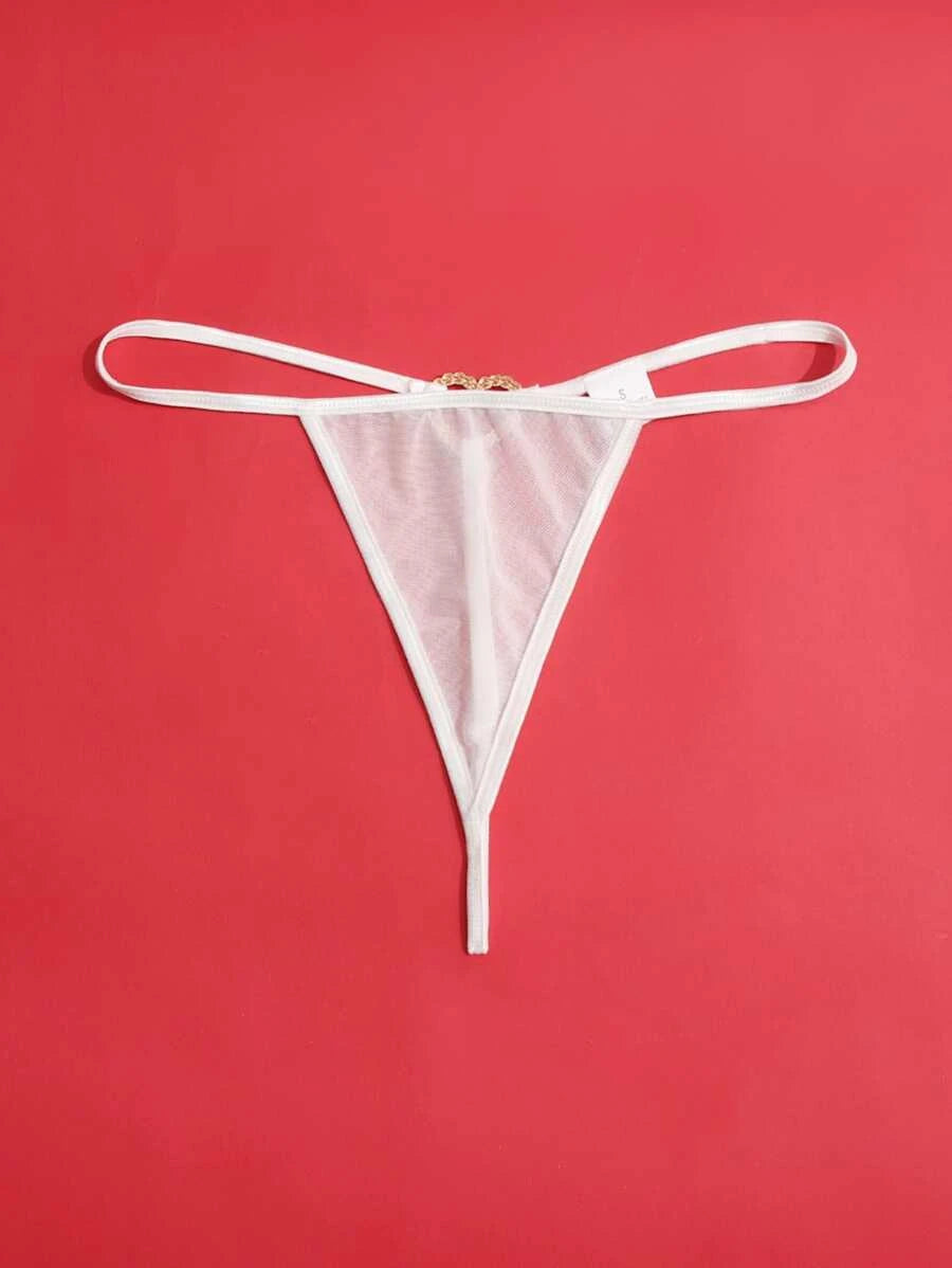 Rhinestone Ring Linked Thong-Soco Hoodie