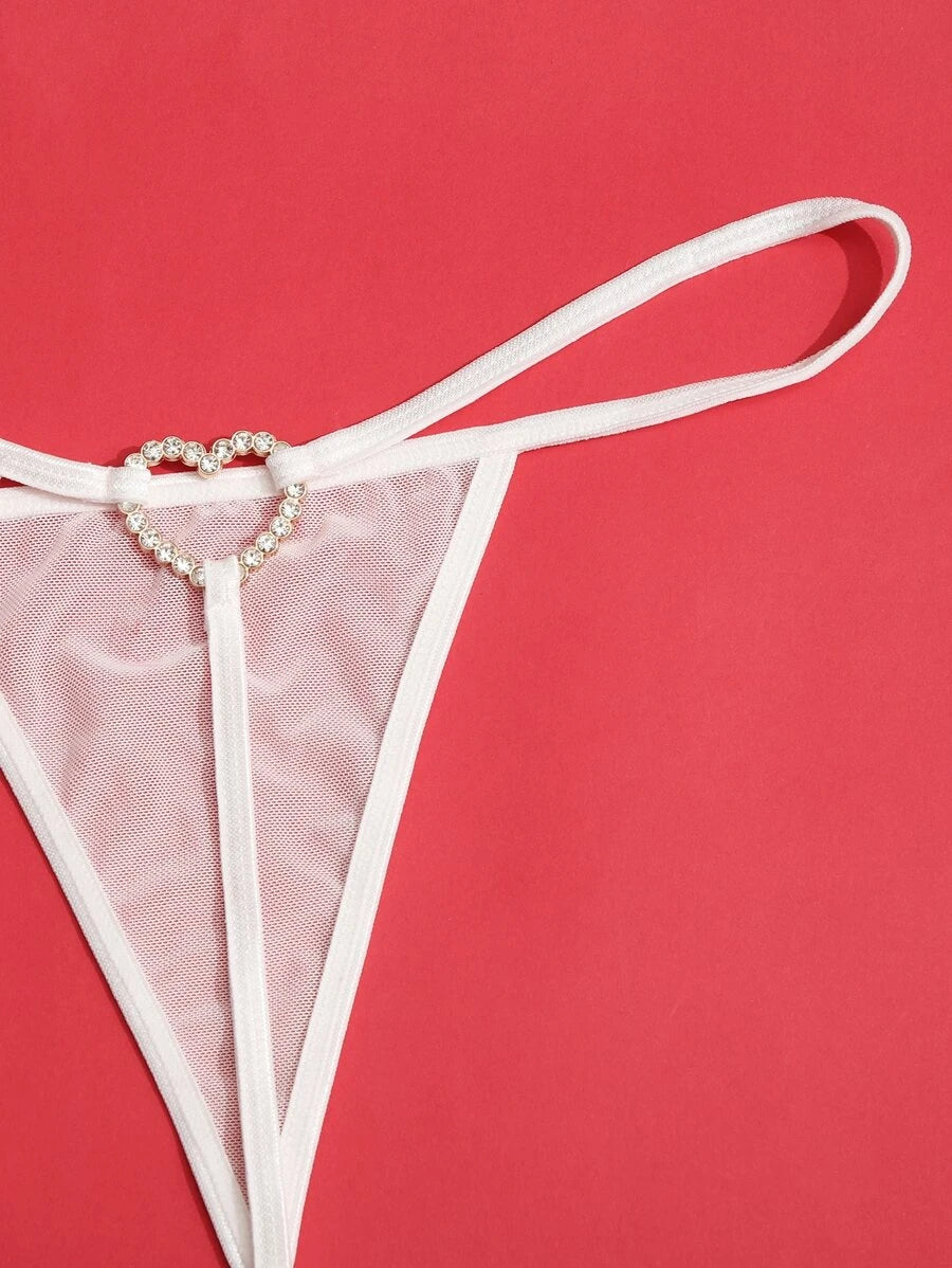 Rhinestone Ring Linked Thong-Soco Hoodie