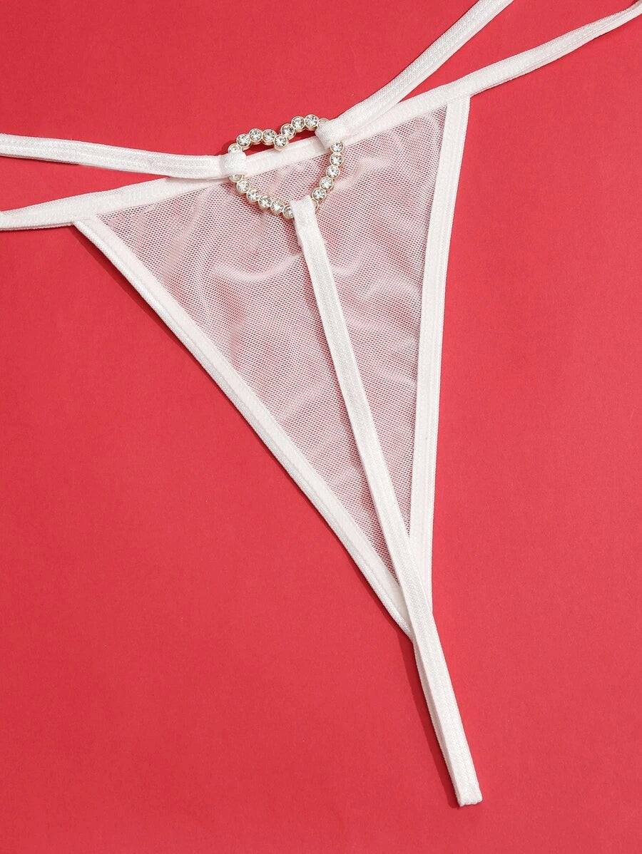 Rhinestone Ring Linked Thong-Soco Hoodie