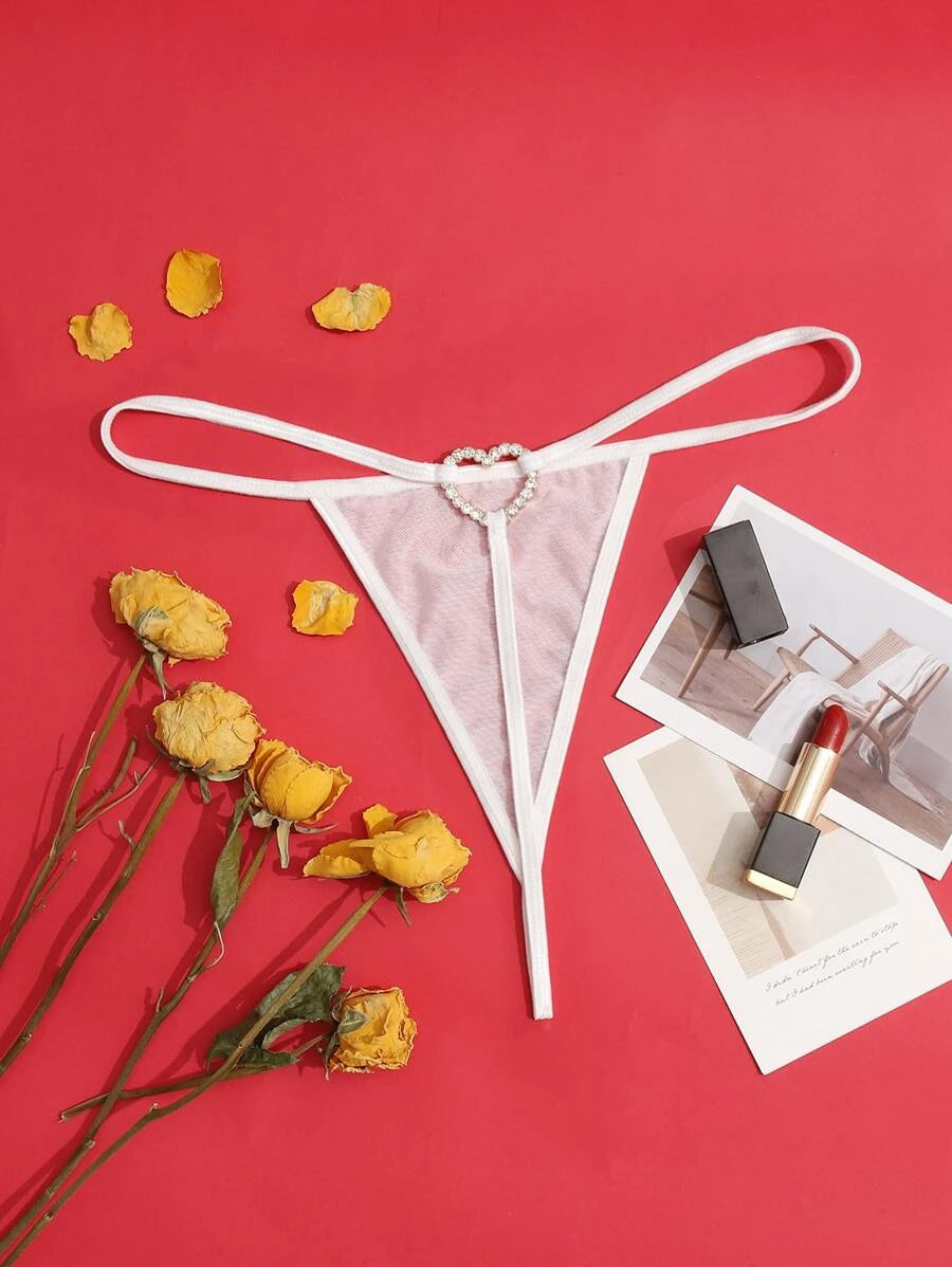 Rhinestone Ring Linked Thong-Soco Hoodie