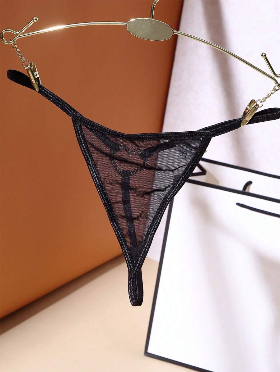 Rhinestone Ring Linked Thong-Soco Hoodie