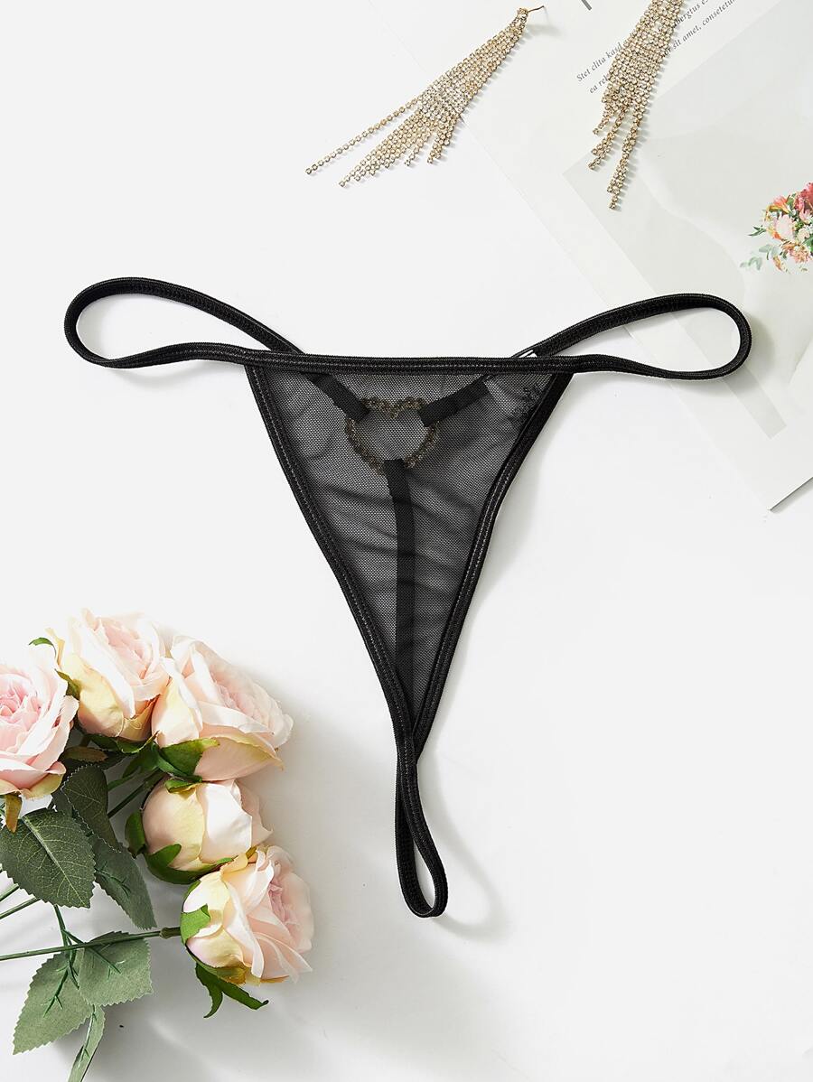 Rhinestone Ring Linked Thong-Soco Hoodie