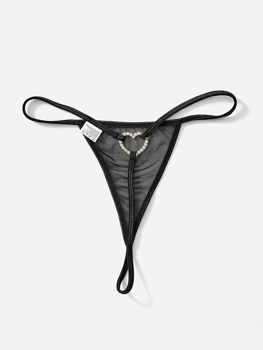 Rhinestone Ring Linked Thong-Soco Hoodie