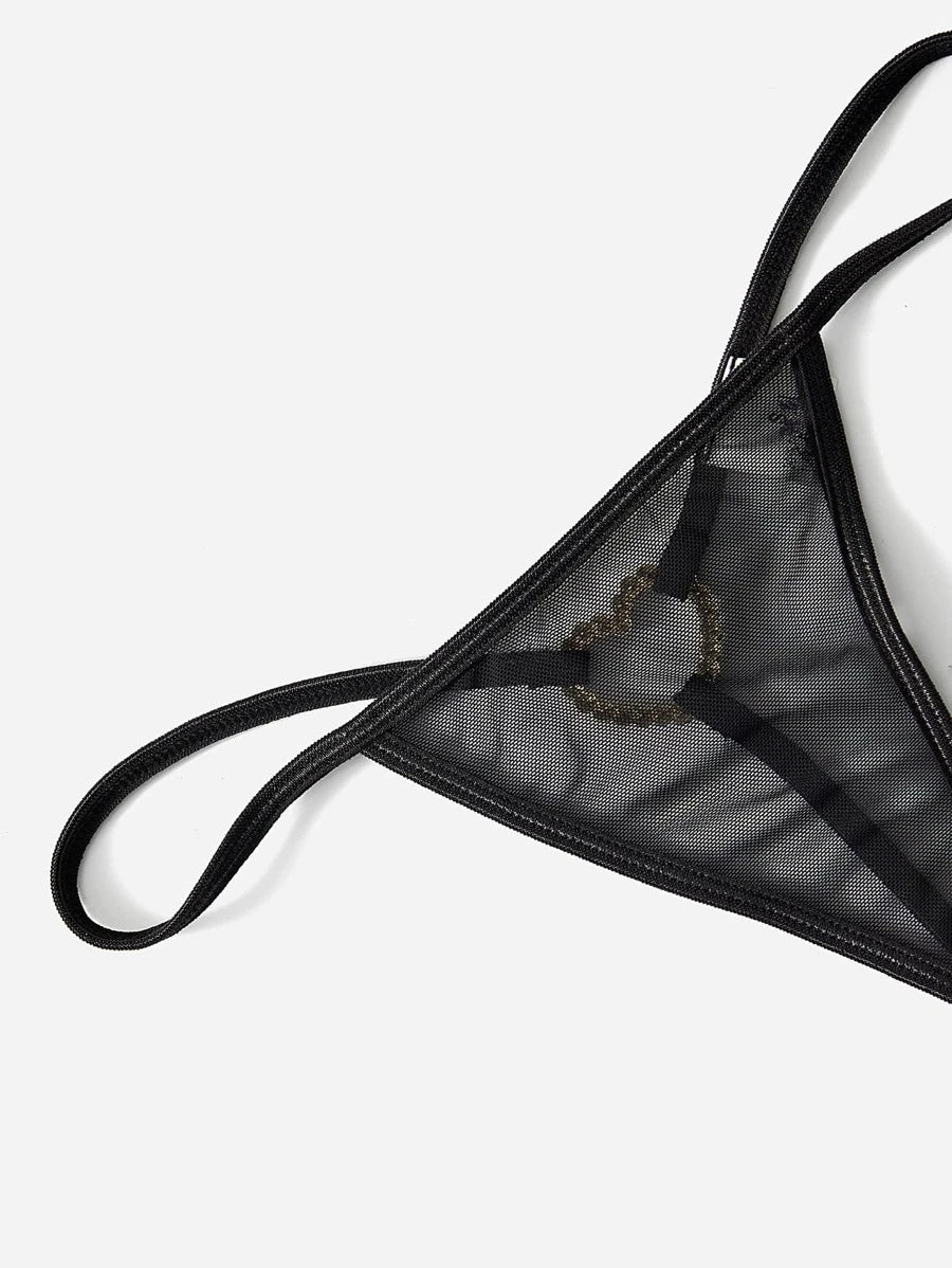 Rhinestone Ring Linked Thong-Soco Hoodie