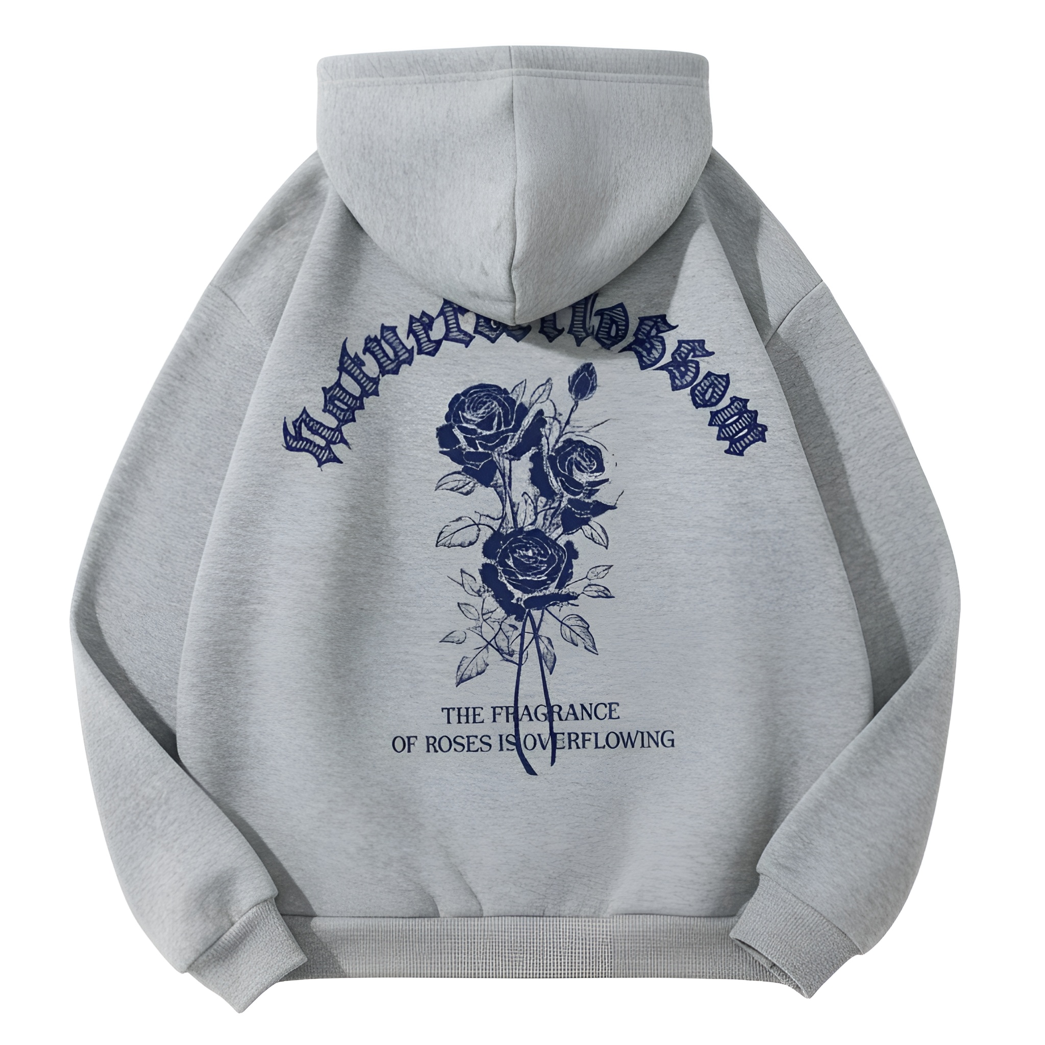 Rose Graphic Printed Drawstring Hoodie