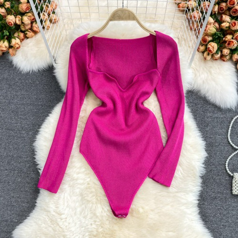 Women's Slim Fit Short-Sleeved Knitted Jumpsuit-Soco Hoodie
