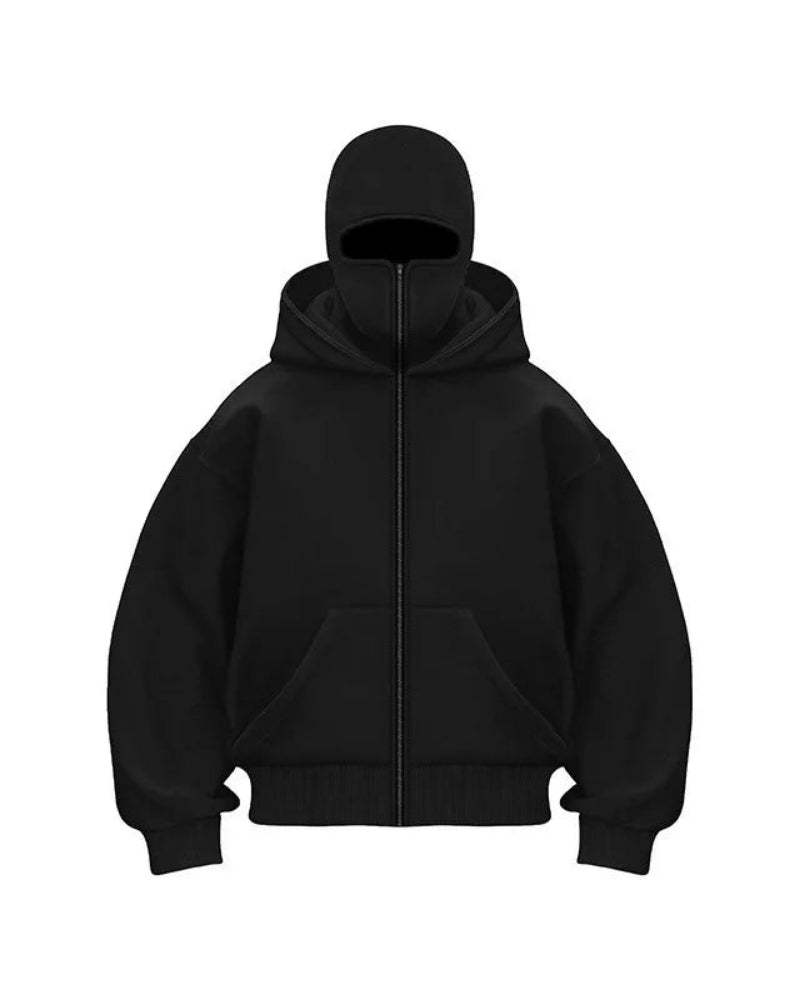Full Covered Masked Hoodie For Winters Black