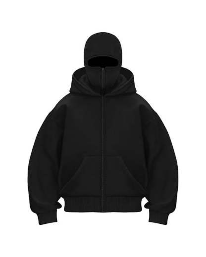 Full Covered Masked Hoodie For Winters Black