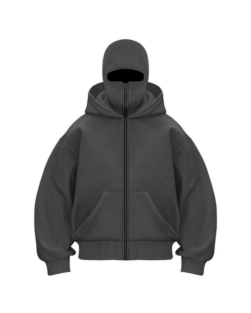 Full Covered Masked Hoodie For Winters Gray