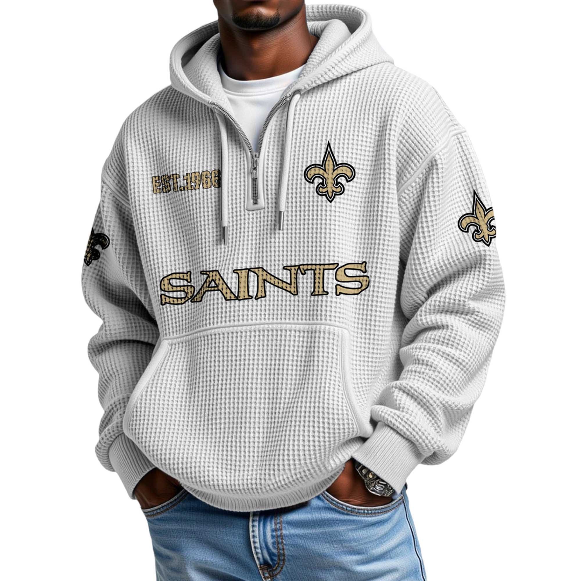 Saints Waffle Quarter Zip Hoodie