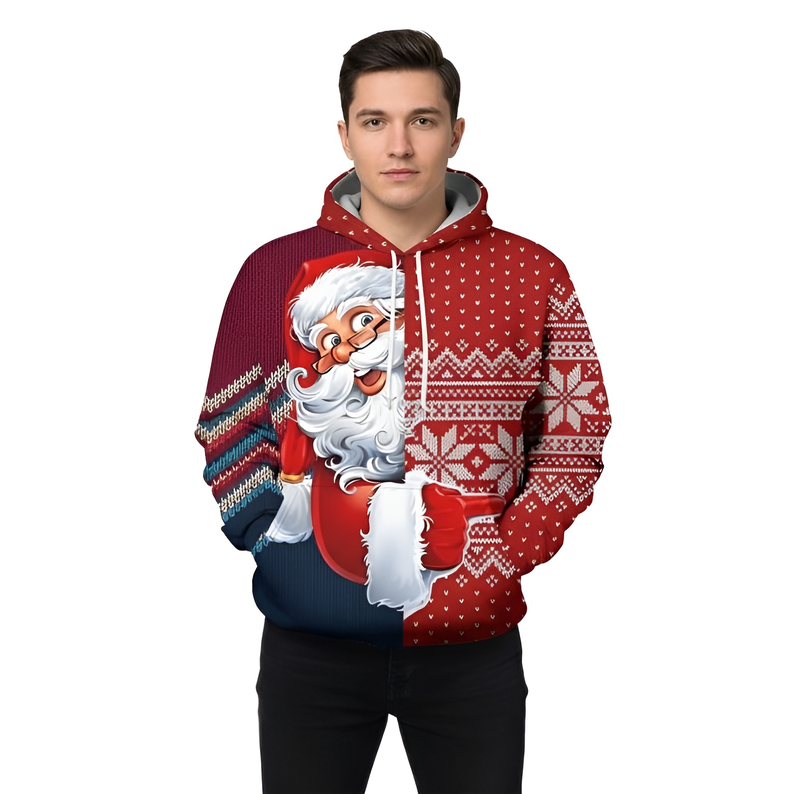 Santa Claus Funny Christmas Novelty Fashion Pullover Hoodies With Pockets