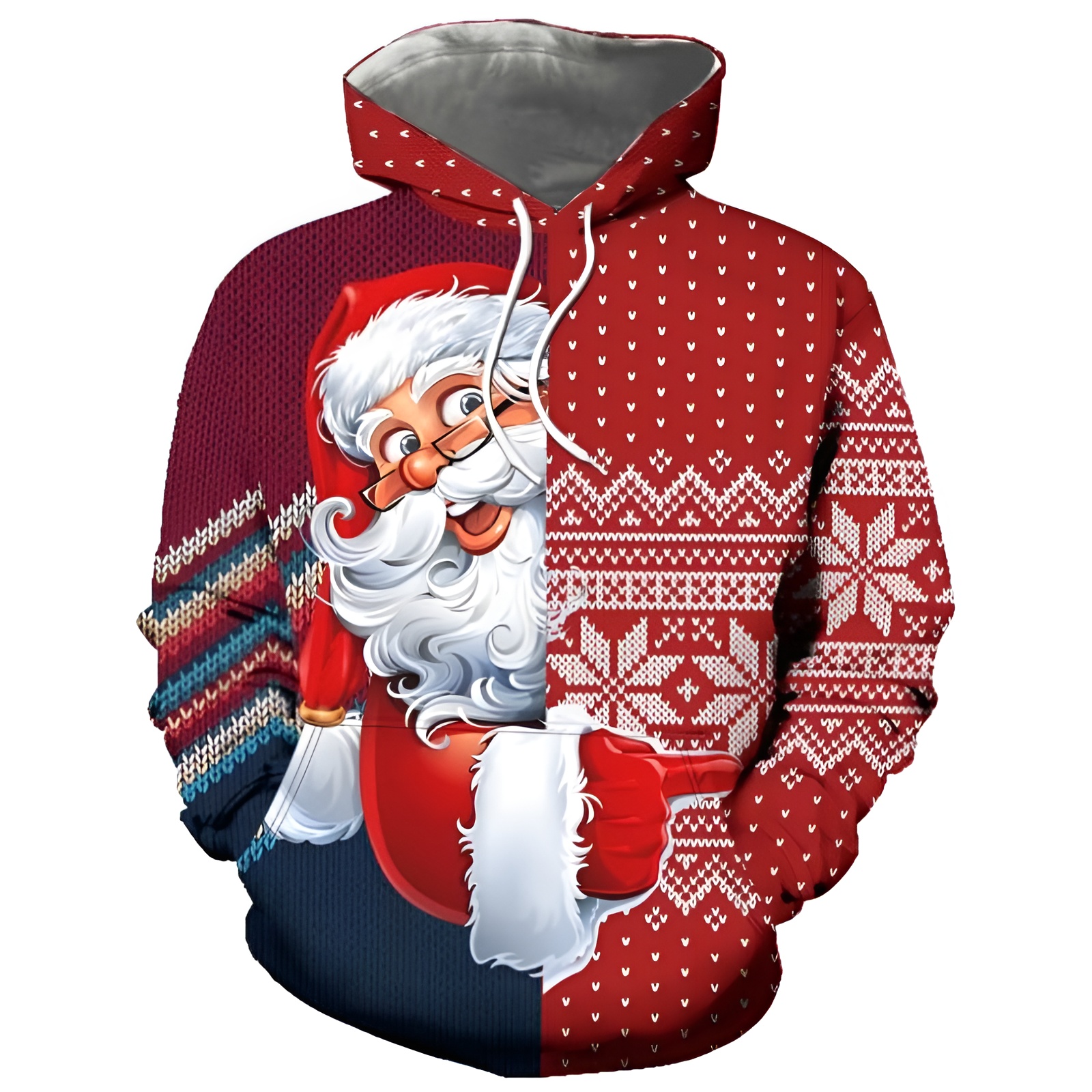Santa Claus Funny Christmas Novelty Fashion Pullover Hoodies With Pockets
