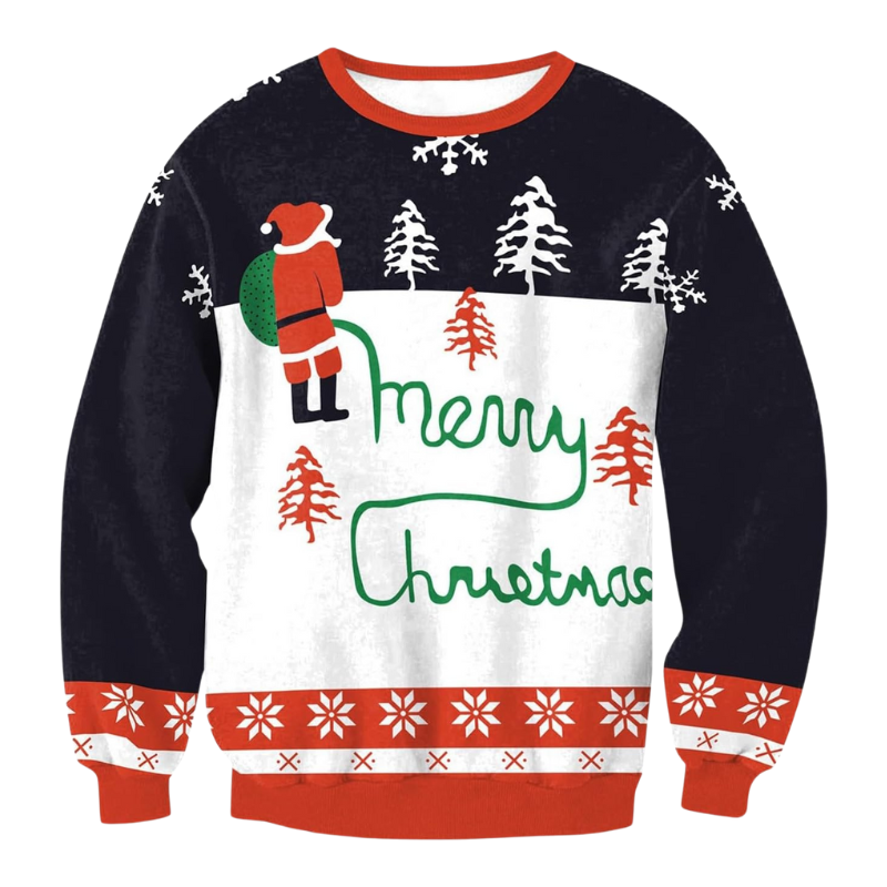 Santa Artistic Print Christmas Sweatshirt 6XL