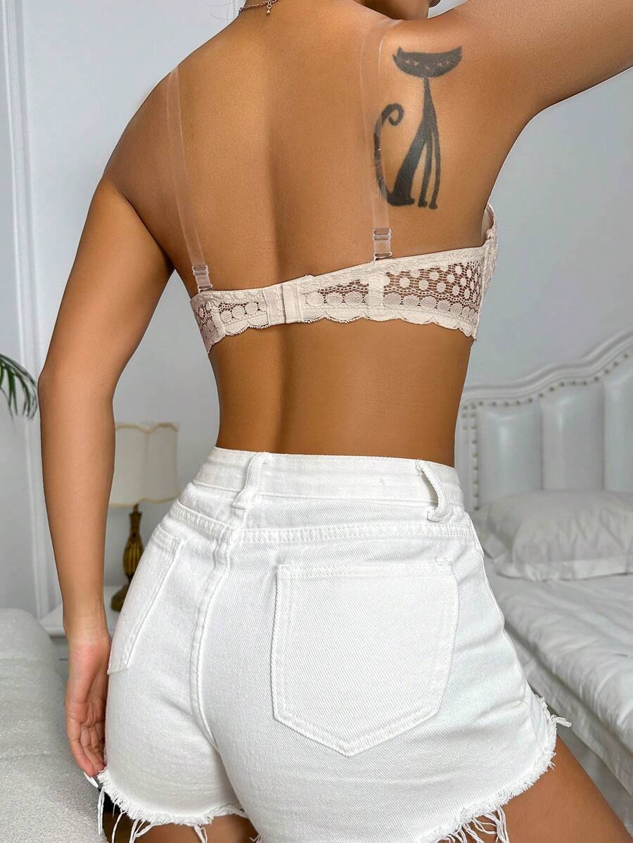 Scallop Trim Underwire Bra With Strap-Soco Hoodie