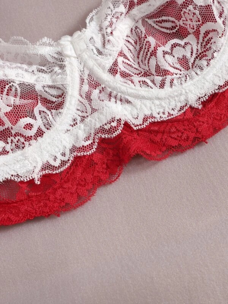 Set Of 2 Floral Lace Underwire Bra Set-Soco Hoodie