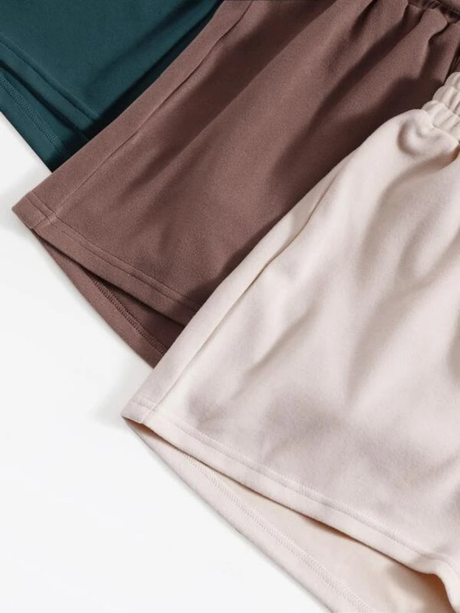 Set Of 3 Crop Tank Top And Knot Front Shorts Lounge Set-Soco Hoodie