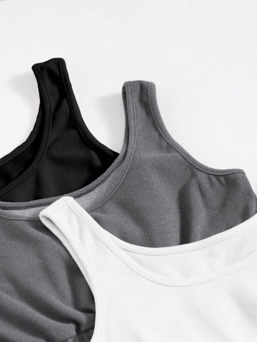 Set Of 3 Crop Tank Top And Knot Front Shorts Set-Soco Hoodie