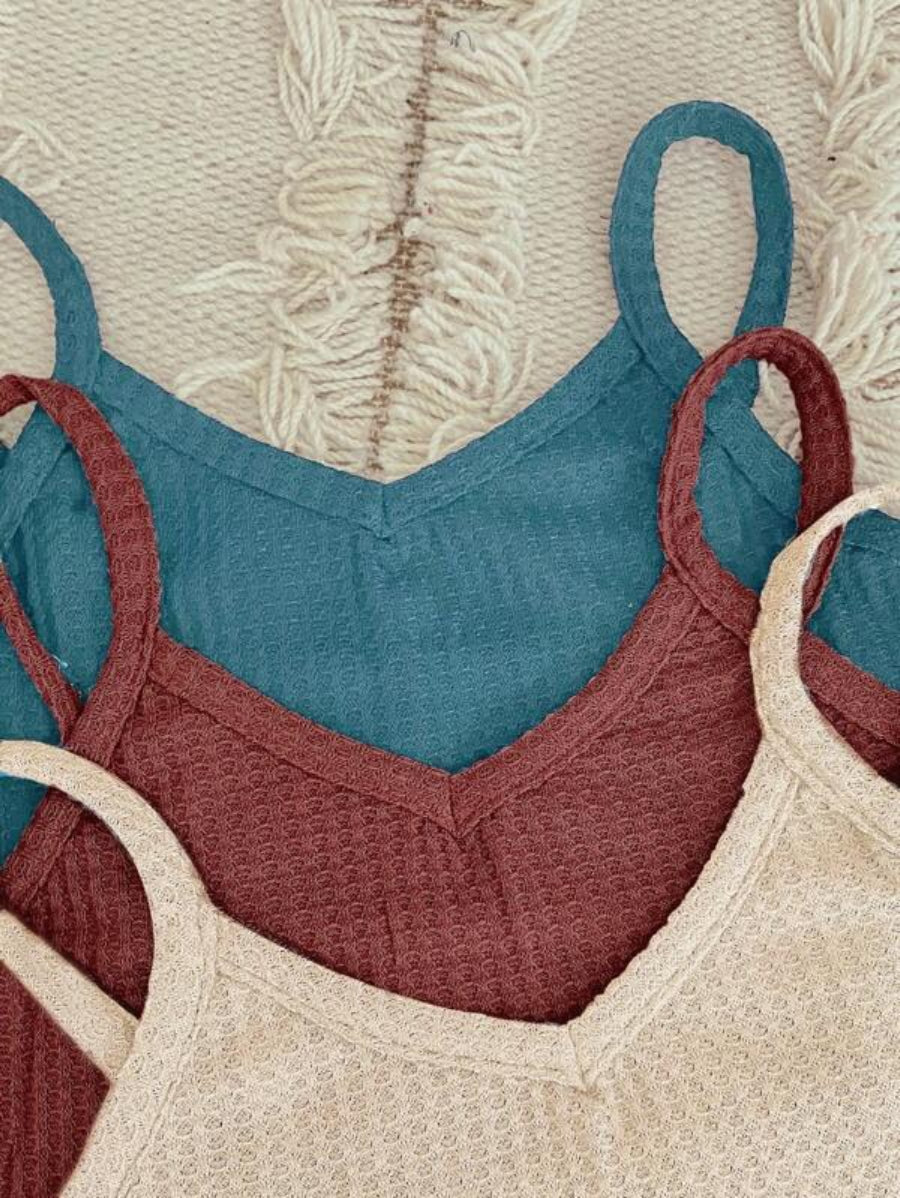 Set Of 3 Plain Cami Top And Shorts Lounge Set-Soco Hoodie