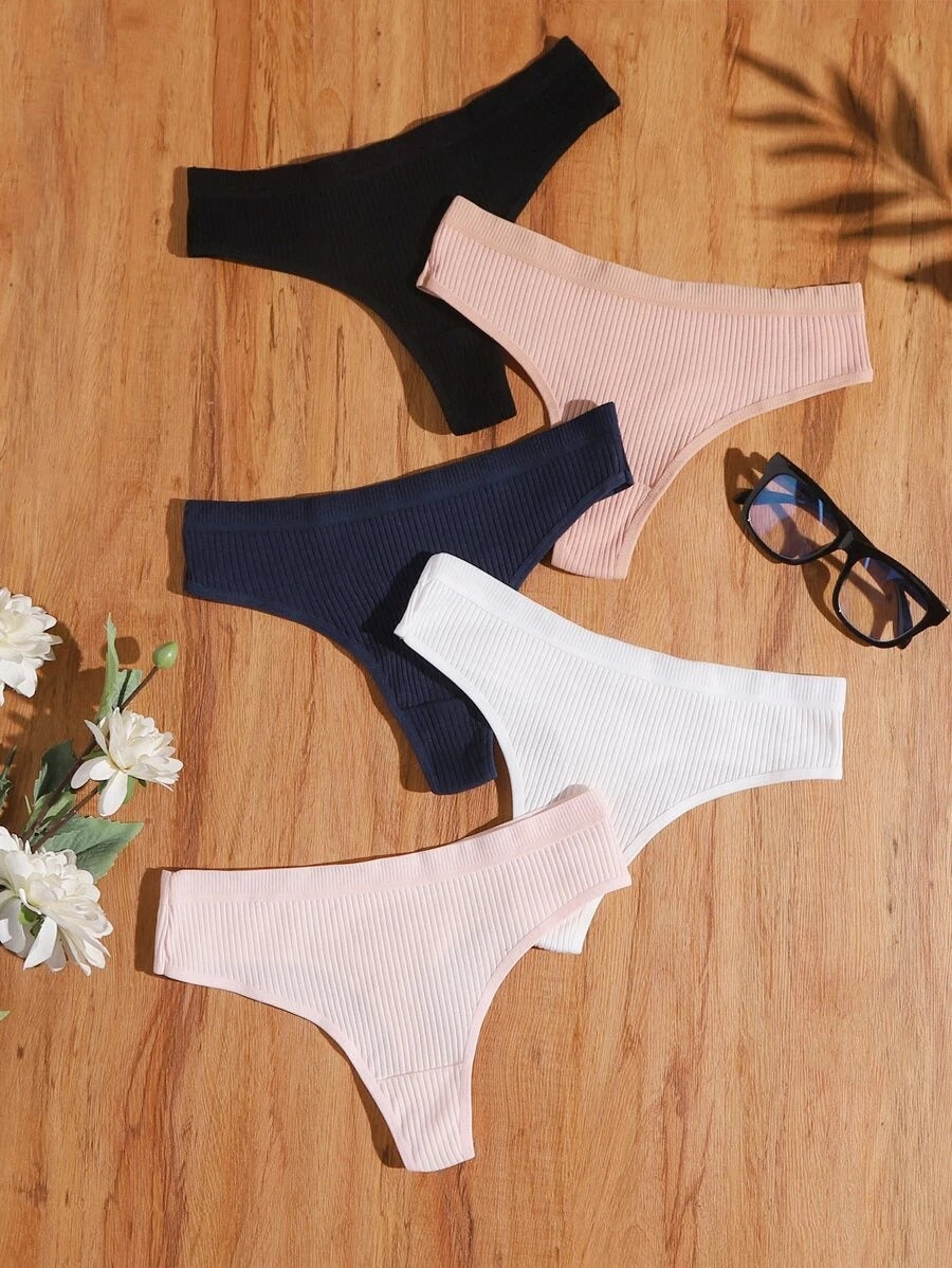 Set Of 5 Solid Thong Set-Soco Hoodie