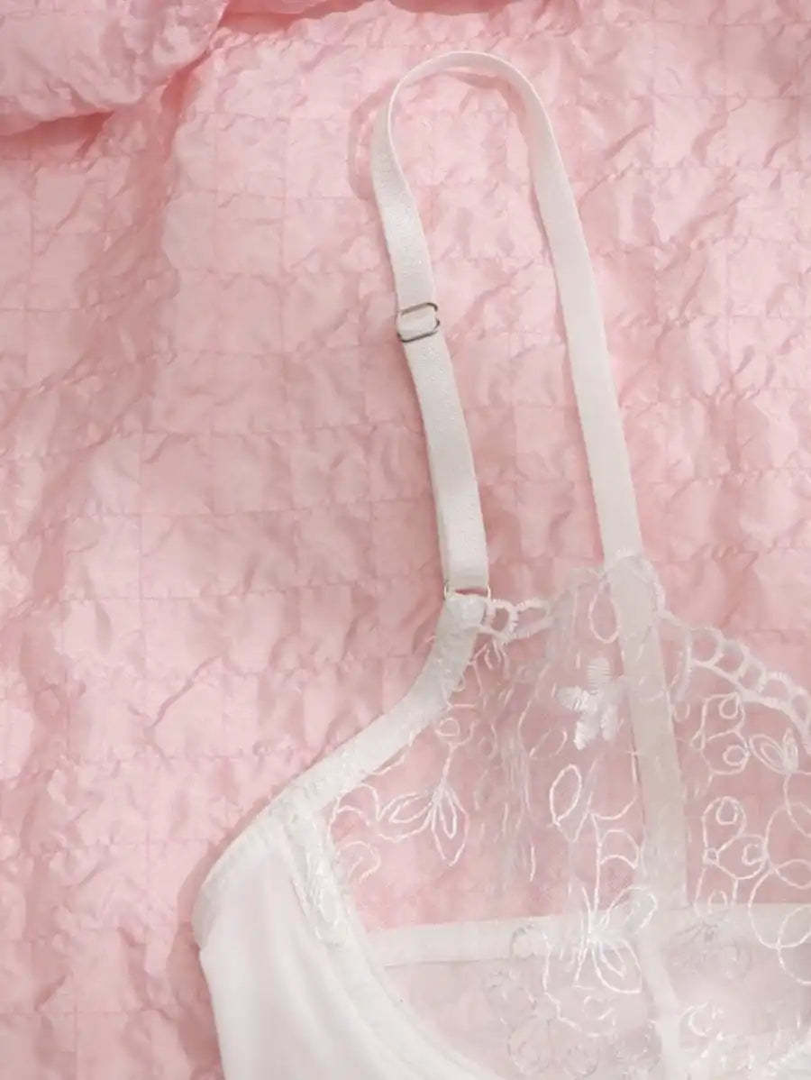 Sheer Mesh Embroidered Underwire Lingerie Set-Soco Hoodie