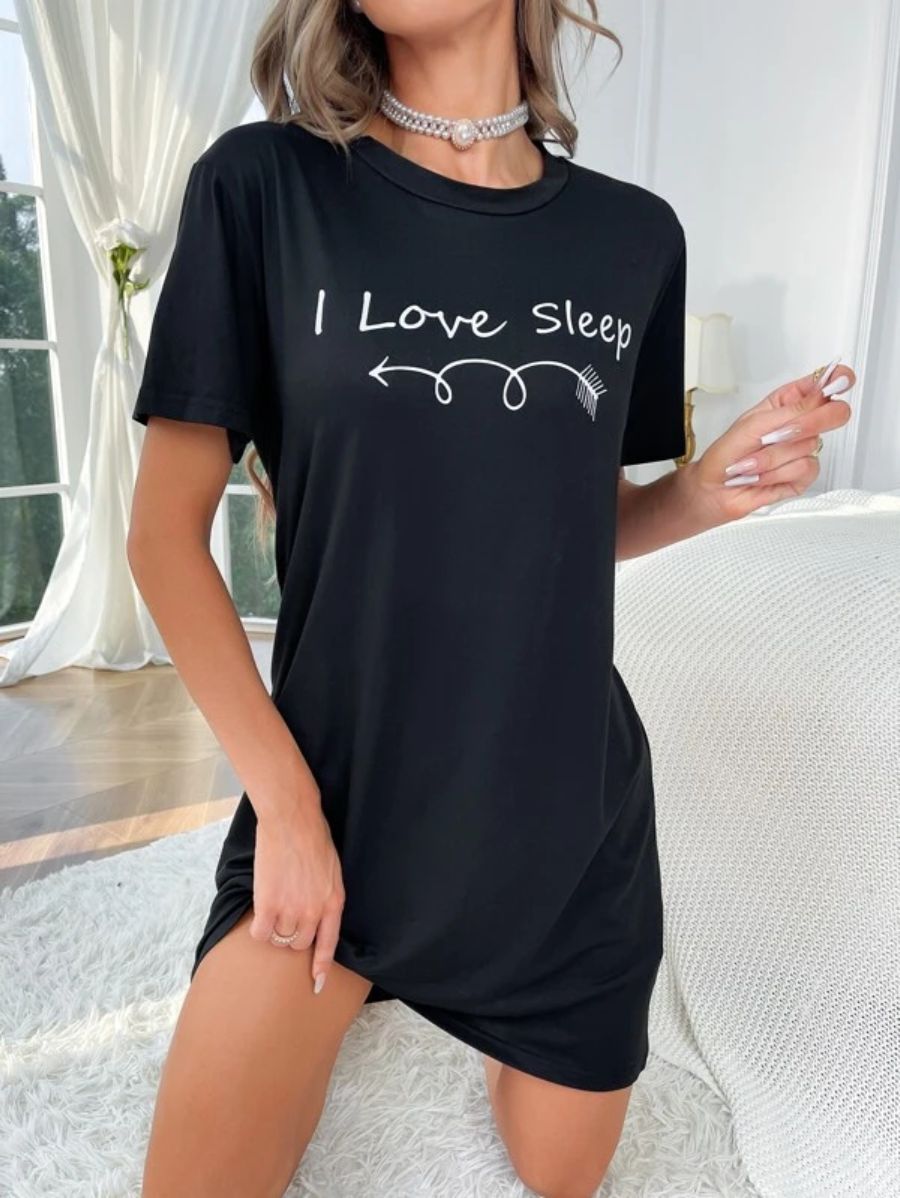 Slogan Design Nightdress-Soco Hoodie