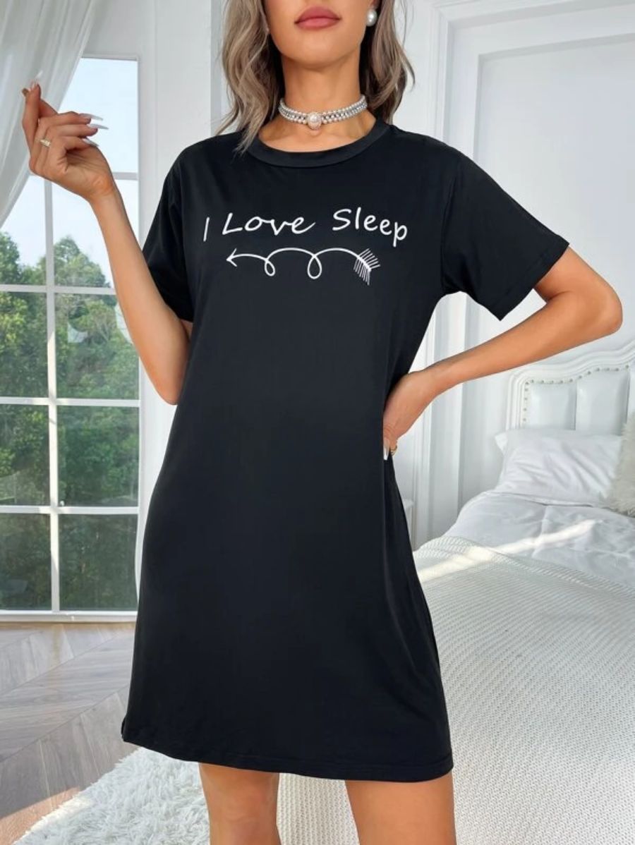Slogan Design Nightdress-Soco Hoodie