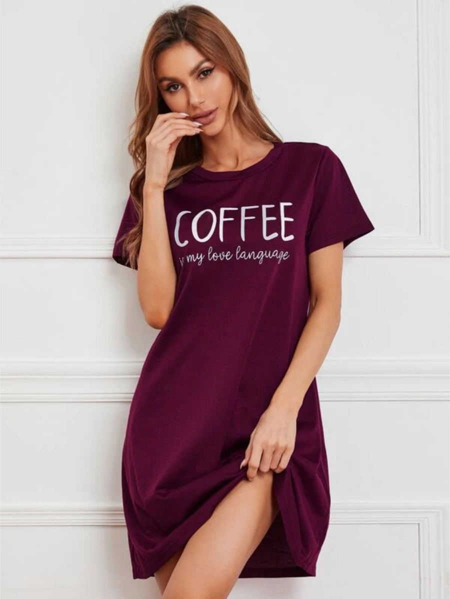 Slogan Graphic Lounge Dress-Soco Hoodie