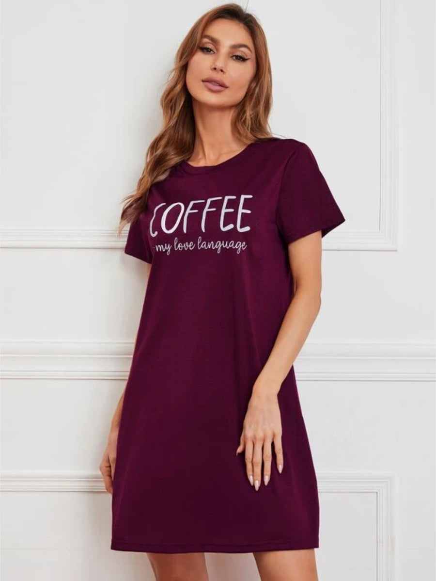 Slogan Graphic Lounge Dress-Soco Hoodie