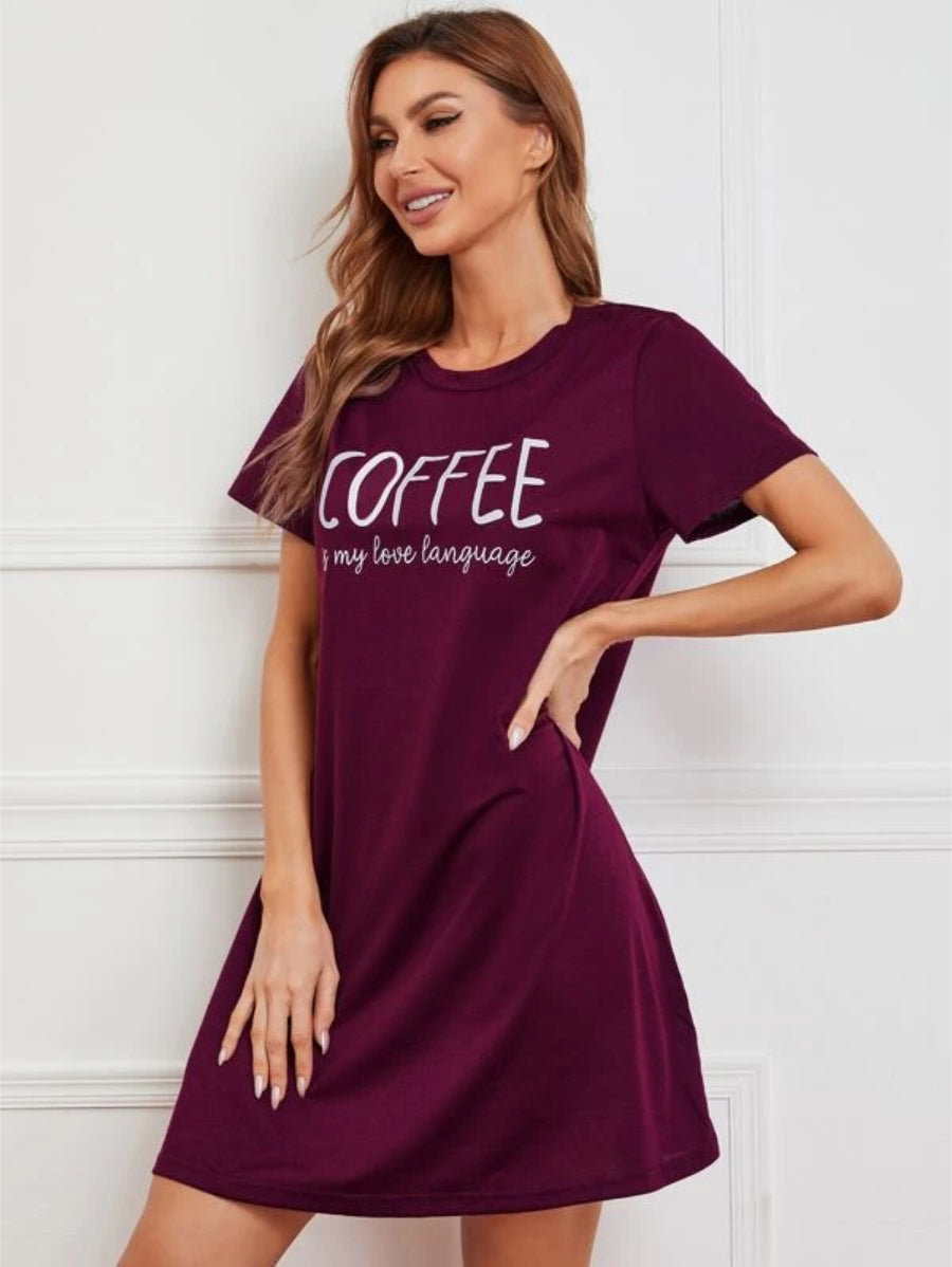 Slogan Graphic Lounge Dress-Soco Hoodie