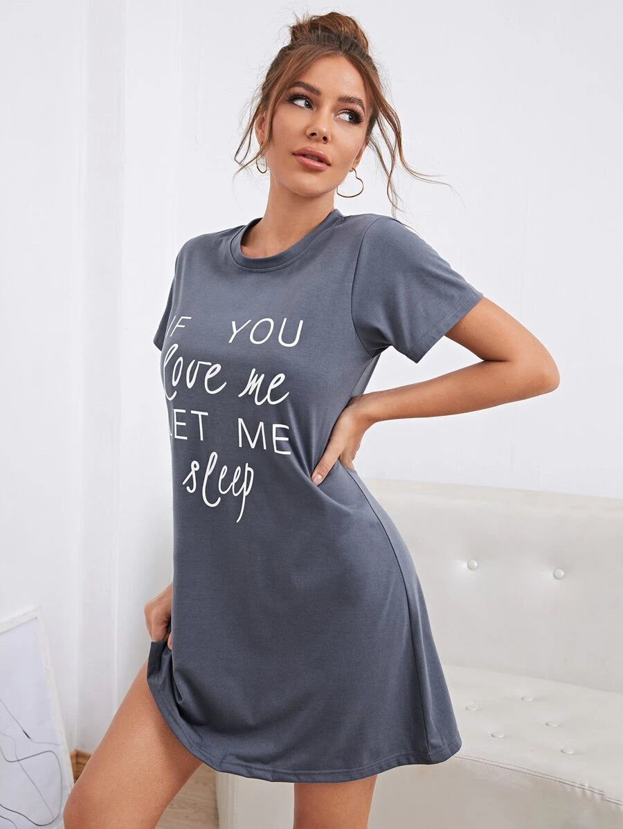 Slogan Graphic Nightdress-Soco Hoodie