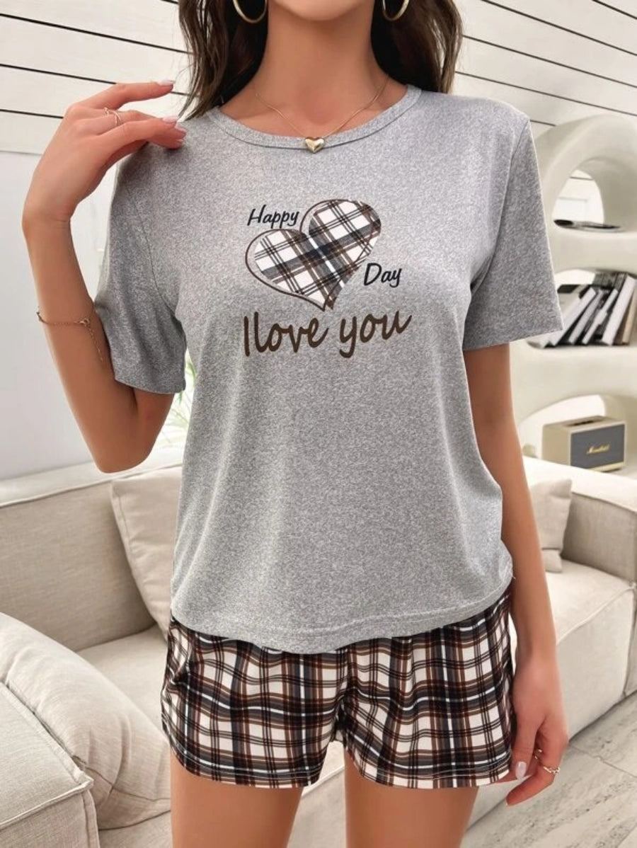 Slogan Graphic Pattern Shorts Set-Soco Hoodie