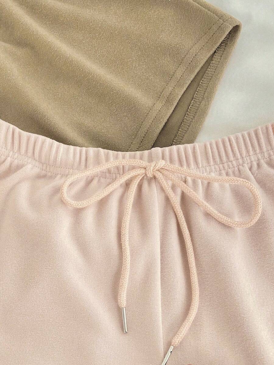 Solid Knot Front Lounge Shorts-Soco Hoodie