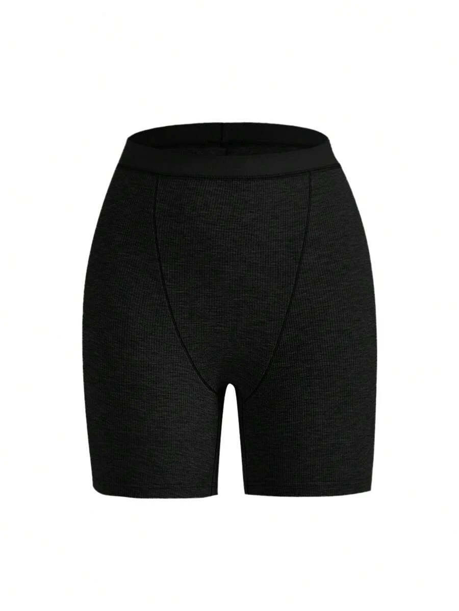 Solid Rib Knit Lounge Shorts-Soco Hoodie