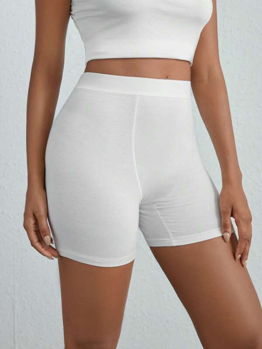 Solid Rib Knit Lounge Shorts-Soco Hoodie