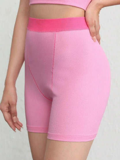 Solid Rib Knit Lounge Shorts-Soco Hoodie