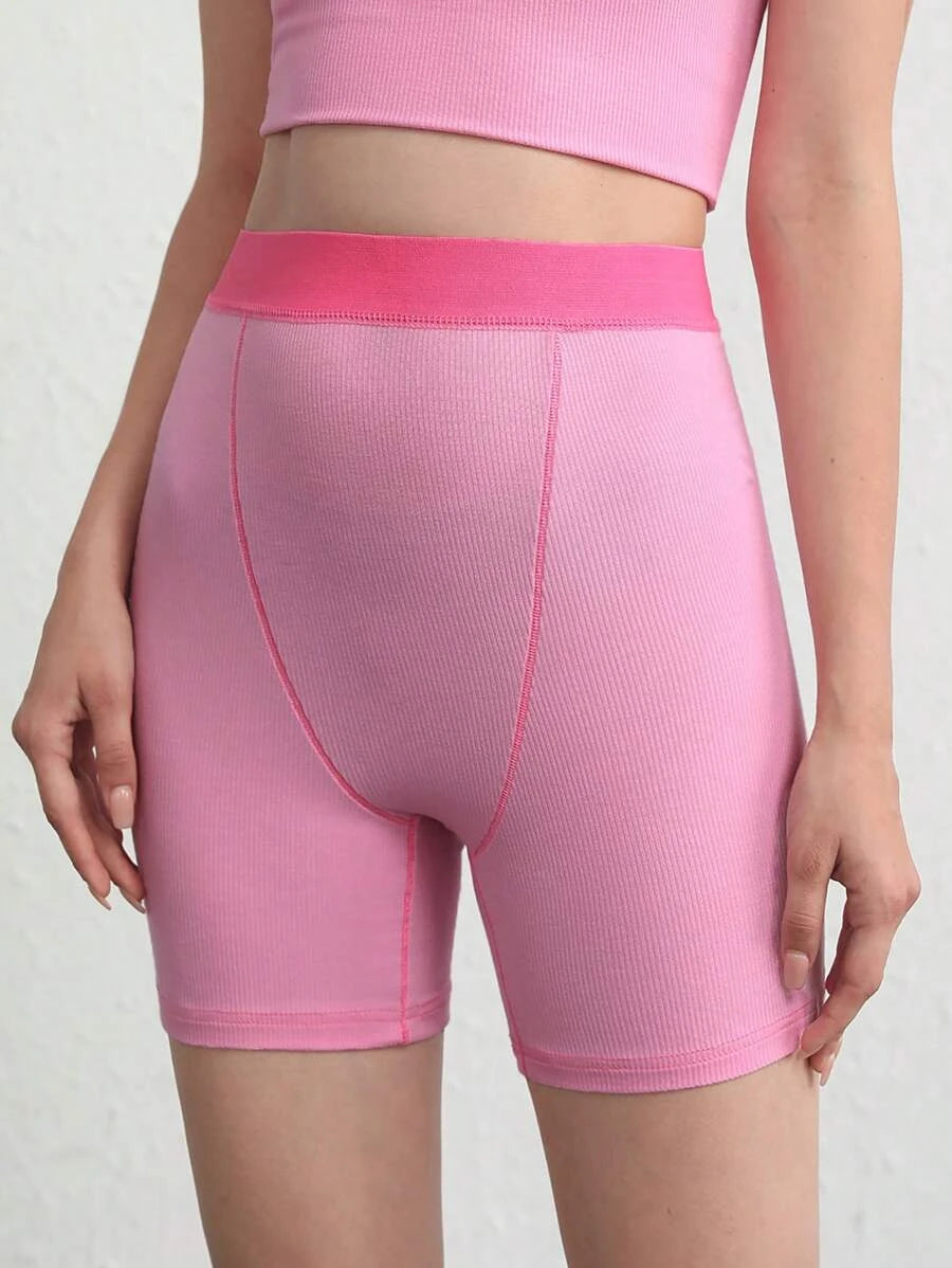 Solid Rib Knit Lounge Shorts-Soco Hoodie