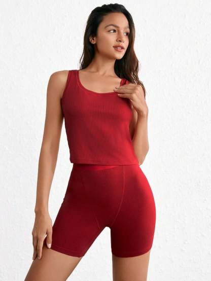 Solid Rib Knit Lounge Shorts-Soco Hoodie