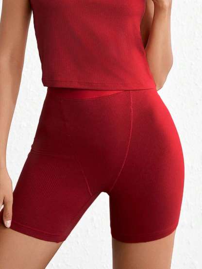 Solid Rib Knit Lounge Shorts-Soco Hoodie