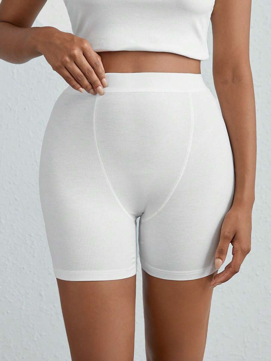 Solid Rib Knit Lounge Shorts-Soco Hoodie