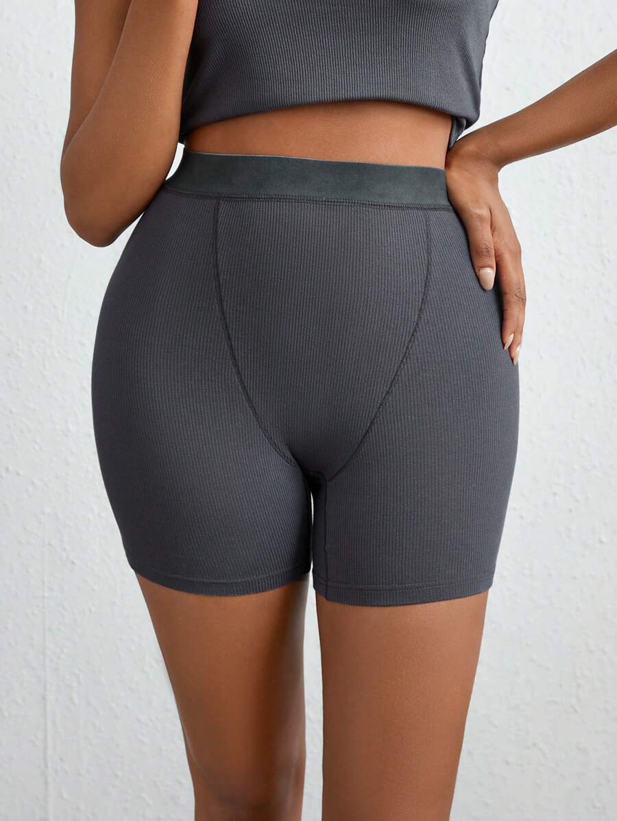 Solid Rib Knit Lounge Shorts-Soco Hoodie