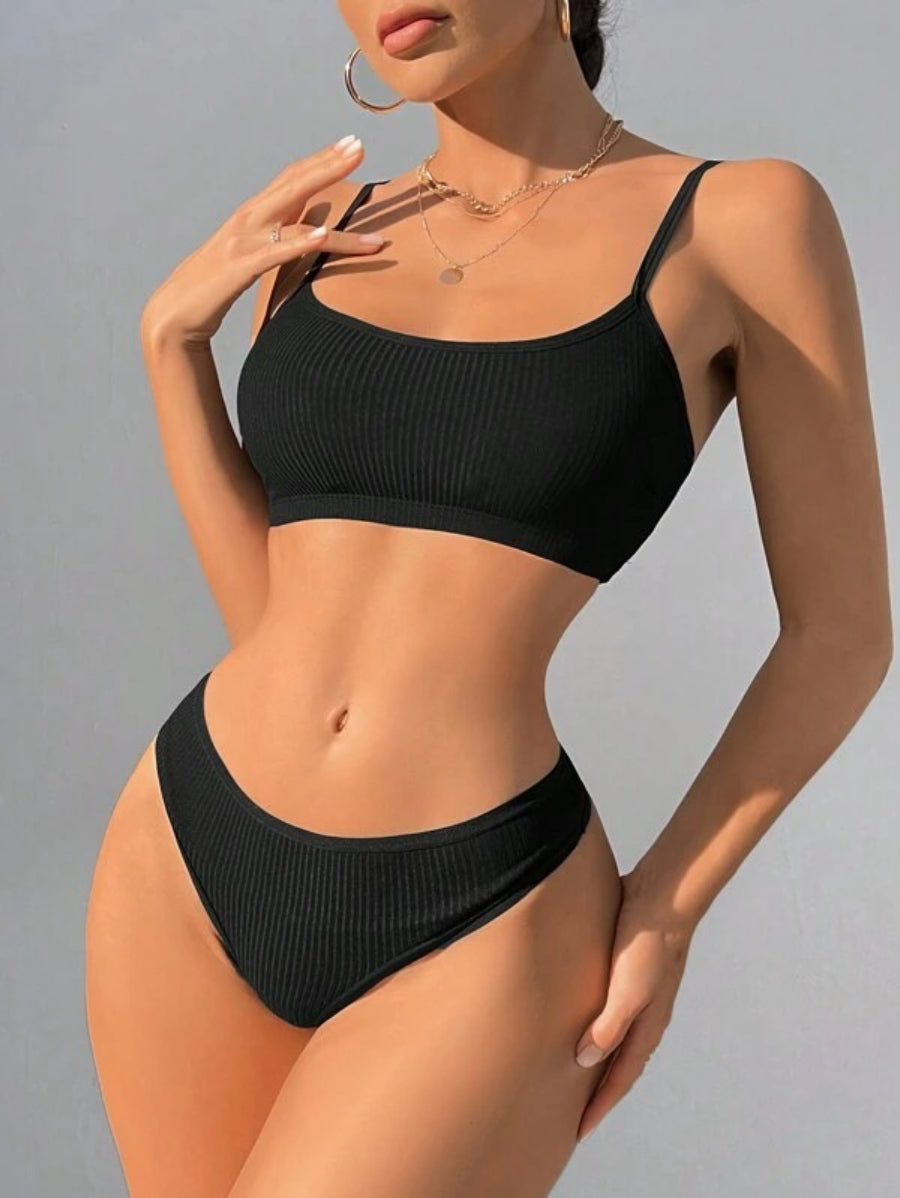 Solid Rib Lingerie Set-Soco Hoodie