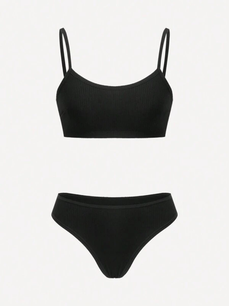 Solid Rib Lingerie Set-Soco Hoodie