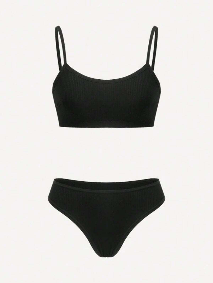 Solid Rib Lingerie Set-Soco Hoodie